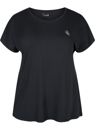 Zizzi Ensfarvet trænings t-shirt, Black, Packshot image number 0