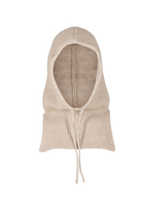 Zizzi Strikket balaclava med snører, Silver Mink, Packshot image number 0