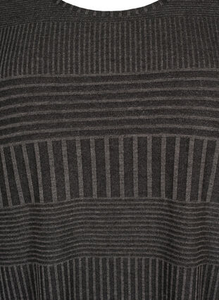 Zizzi Kjole med 3/4 ærmer og stribet mønster, Dark Grey Mélange, Packshot image number 2