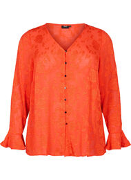 Langærmet skjorte med jacquard look, Orange.com