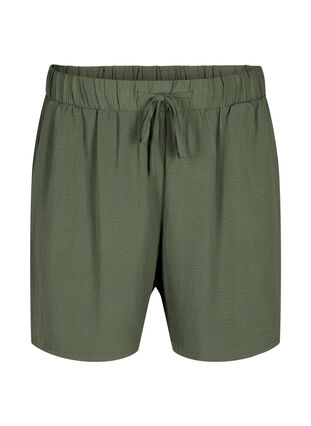 Zizzi Shorts med lommer og elastik i taljen, Thyme, Packshot image number 0