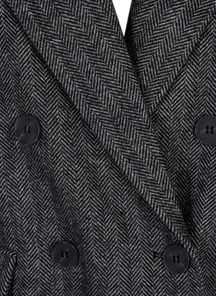 Zizzi Blazer i uldblanding med lommer, Dark Grey Melange, Packshot image number 3