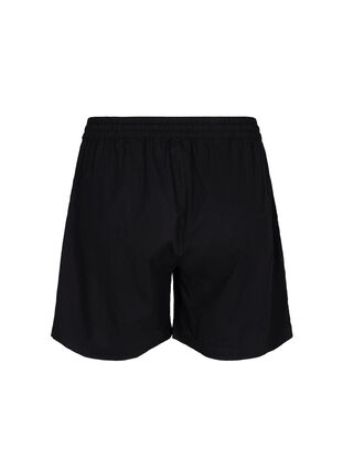 Zizzi Løse shorts i bomuldsmix med hør, Black, Packshot image number 1
