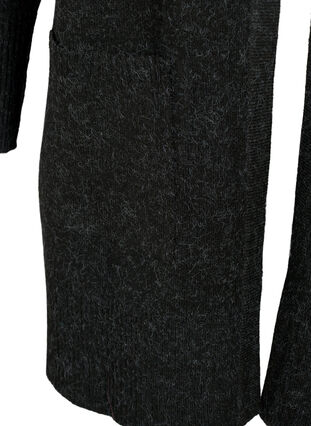 Zizzi Meleret strik cardigan med lommer, Dark Grey Melange, Packshot image number 3