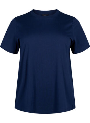 Zizzi Basis t-shirt i bomuld med rund hals , Navy Blazer, Packshot image number 0