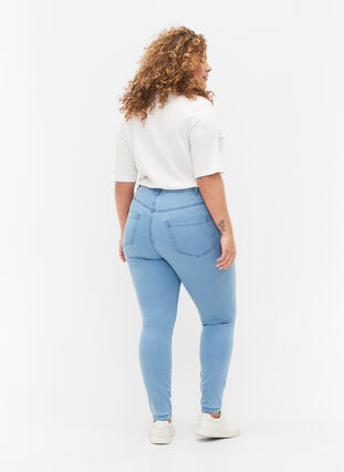 Zizzi Super slim Amy jeans med høj talje, Ex Lt Blue, Model image number 1