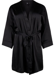 Satin kimono med bælte, Black