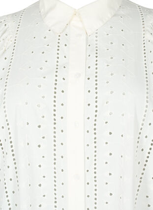 Zizzi Skjortekjole i bomuld med broderi anglaise, Off White, Packshot image number 2