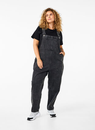 Zizzi Denim overalls, Dark Grey Denim, Model image number 0