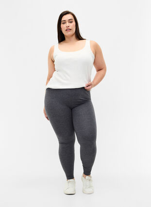 Zizzi Gråmelerede leggings, Dark Grey Melange, Model image number 2