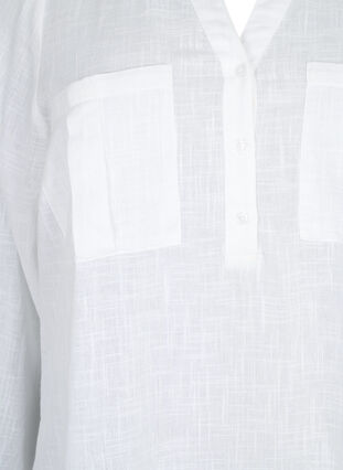 Zizzi Tunika i bomuld med 3/4 ærmer, Bright White, Packshot image number 2