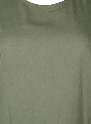 Zizzi Ærmeløs kjole i bomuldsmix med hør, Deep Lichen Green, Packshot image number 2
