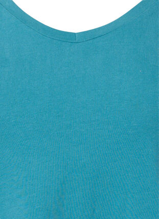 Zizzi Ensfarvet basis t-shirt i bomuld, Brittany Blue, Packshot image number 2