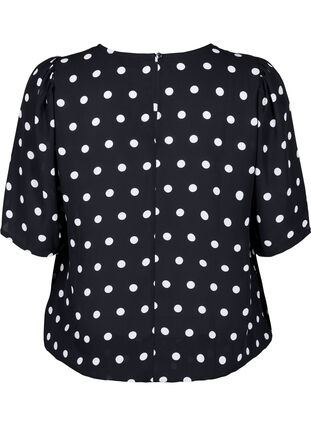 Zizzi Prikket bluse med korte ærmer, Black W. White Dot, Packshot image number 1