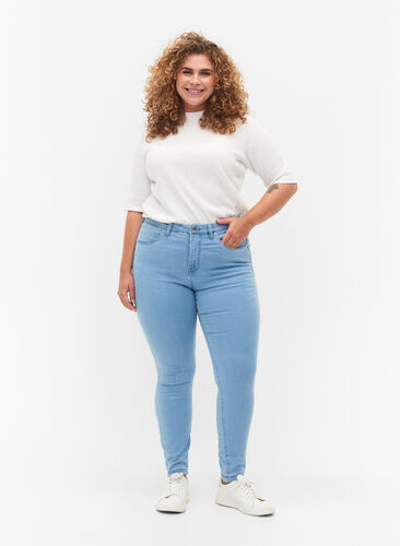 Zizzi Super slim Amy jeans med høj talje, Ex Lt Blue, Model image number 0