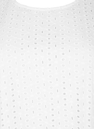 Zizzi Bluse med pufærmer og hulmønster, Bright White, Packshot image number 2