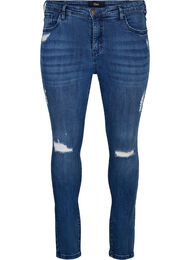 Super slim Amy jeans med sliddetaljer, Blue Denim