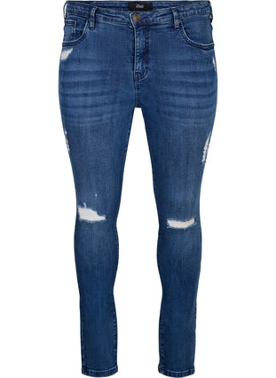 Zizzi Super slim Amy jeans med sliddetaljer, Blue Denim, Packshot image number 0