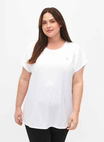 Zizzi Kortærmet trænings t-shirt, Bright White, Model image number 0