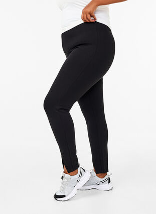 Zizzi Viskose leggings med slids foran, Black, Model image number 0