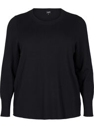 FLASH - Strikbluse med rund hals, Black