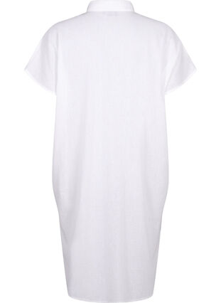 Zizzi Lang skjorte i bomuldsmix med hør , Bright White, Packshot image number 1
