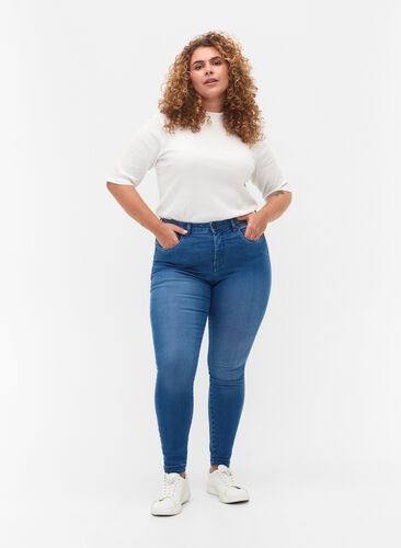 Zizzi Super slim Amy jeans med høj talje, Light blue, Model image number 0