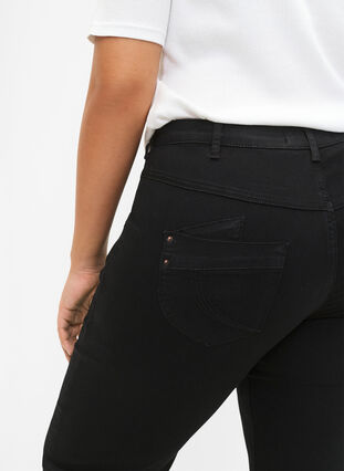 Zizzi Regular fit Gemma jeans med høj talje, Black, Model image number 4