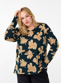 Blomstret bluse med lange ærmer, Scarab Big FlowerAOP, Model