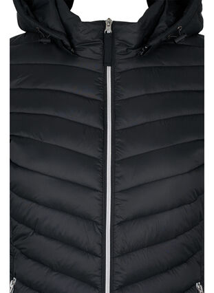 Zizzi Letvægts jakke med lommer og aftagelig hætte, Black, Packshot image number 2