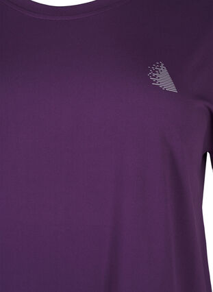 Zizzi Ensfarvet trænings t-shirt, Purple Pennant, Packshot image number 2