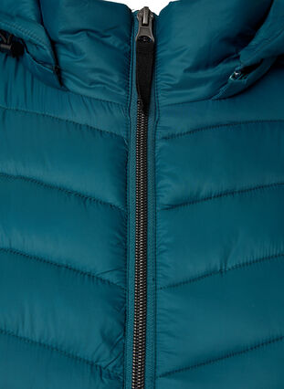 Zizzi Letvægts jakke med lommer og aftagelig hætte, Deep Teal, Packshot image number 2