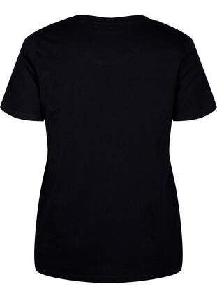 Zizzi Bomulds t-shirt med sløjfe, Black W. White, Packshot image number 1