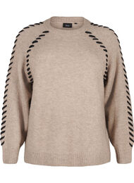 Strikbluse med stikninger, Desert T.Wh.Mel.Comb