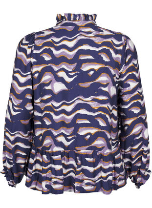 Zizzi Bluse med print og a-snit, Naval Academy, Packshot image number 1