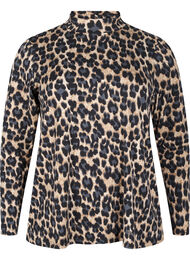 FLASH - Langærmet bluse med turtleneck, Leopard Print 