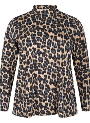 Zizzi FLASH - Langærmet bluse med turtleneck, Leopard Print , Packshot image number 0