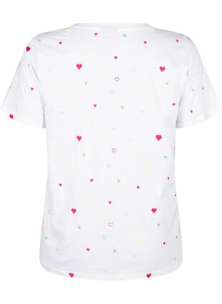 Zizzi T-shirt i økologisk bomuld med hjerter., White Heart Emb., Packshot image number 1