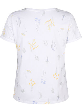 Zizzi T-shirt i økologisk bomuld med blomsterprint, Bright W. AOP, Packshot image number 1