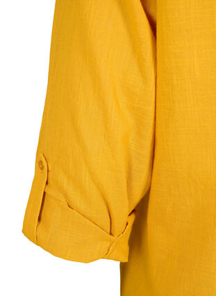 Zizzi Skjortebluse i bomuld med v-udskæring, Golden Yellow, Packshot image number 3