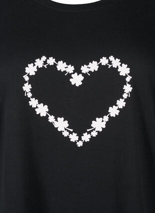Zizzi FLASH - T-shirt med motiv, Black Flower Heart , Packshot image number 2