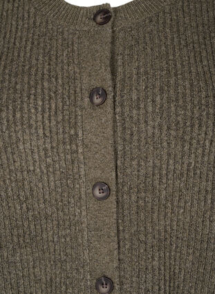 Zizzi Ribstrikket cardigan med knapper, Dusky Green Mel., Packshot image number 2