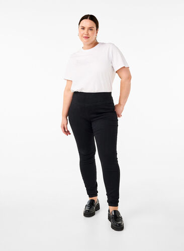 Zizzi Stretchy jeggings med høj talje, Black, Model image number 0