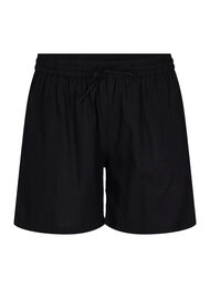 Løse shorts i bomuldsmix med hør, Black