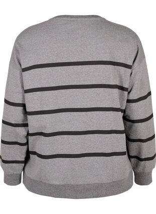 Zizzi Sweatshirt med striber, MGM w. Black Stripe, Packshot image number 1