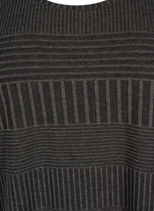 Zizzi Bluse med 3/4 ærmer og stribet mønster, Dark Grey Melange, Packshot image number 2