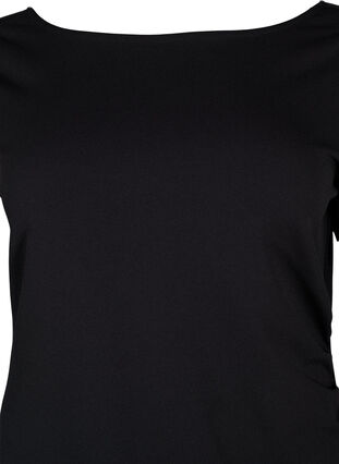 Zizzi Kjole med draperinger og 3/4 ærmer, Black, Packshot image number 2