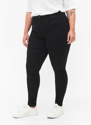 Zizzi Super slim Amy jeans med høj talje, Black, Model image number 2