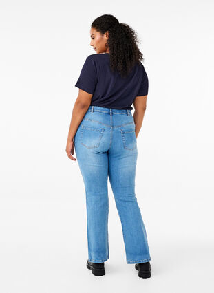 Zizzi Ellen bootcut jeans med høj talje, Light blue, Model image number 1