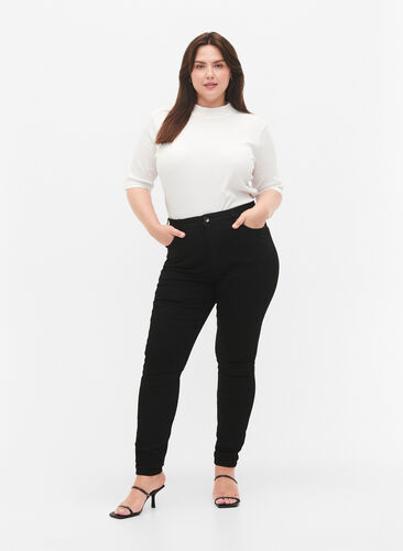 Zizzi Amy jeans med høj talje og super slim fit, Black, Model image number 0
